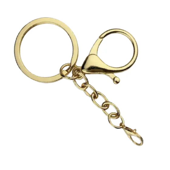 Kit de Chaveiros Metal — 25 un · Gancho Duplo com Argola · Dourado